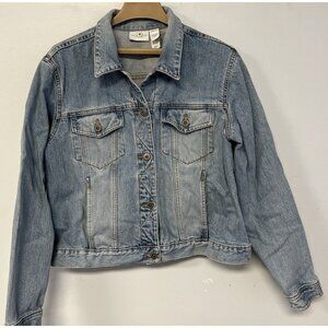 Liz Claiborne Light Wash Denim Jacket Button Front XL
